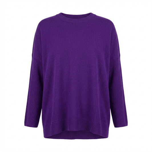 Aurea Rounded - Neck Sweater - Blue Sky Cashmere