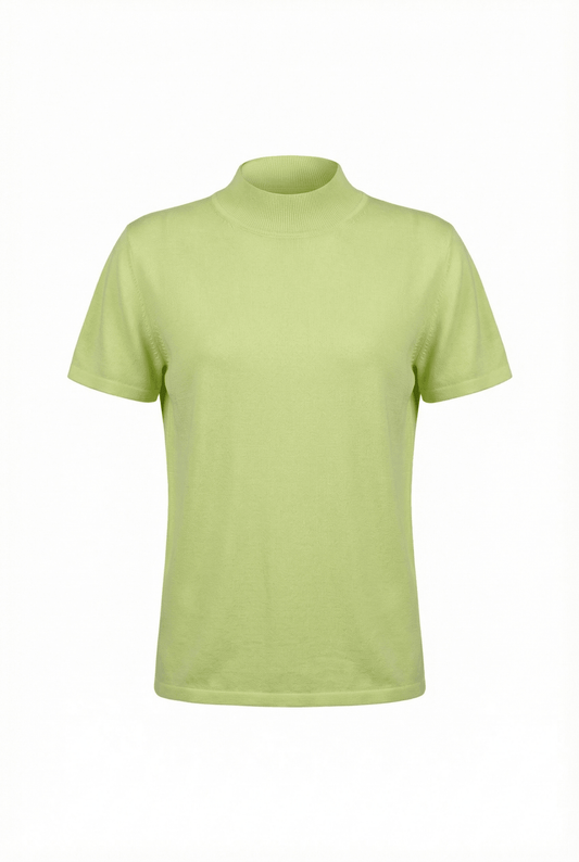 Cashmere - Cotton Mock T-Shirt - Blue Sky Cashmere