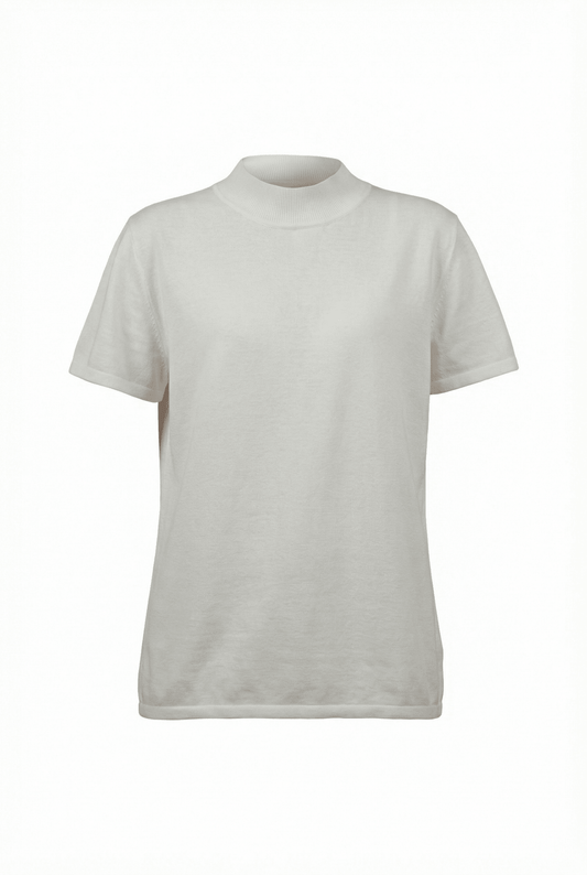 Cashmere - Cotton Mock T-Shirt - Blue Sky Cashmere