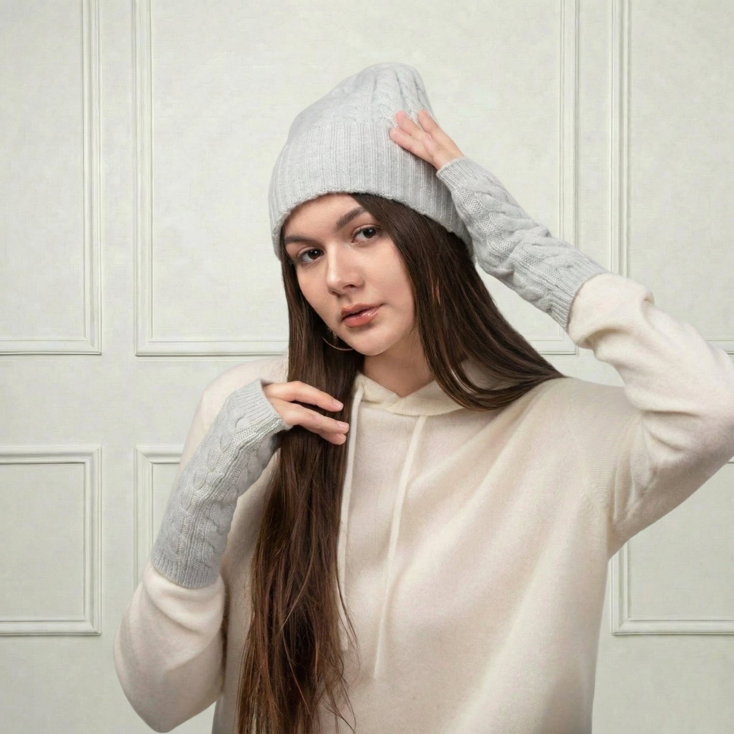 Cashmere Fingerless Mittens - Blue Sky Cashmere