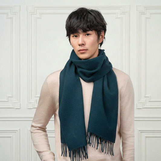 Cashmere Fringed Scarf - Blue Sky Cashmere