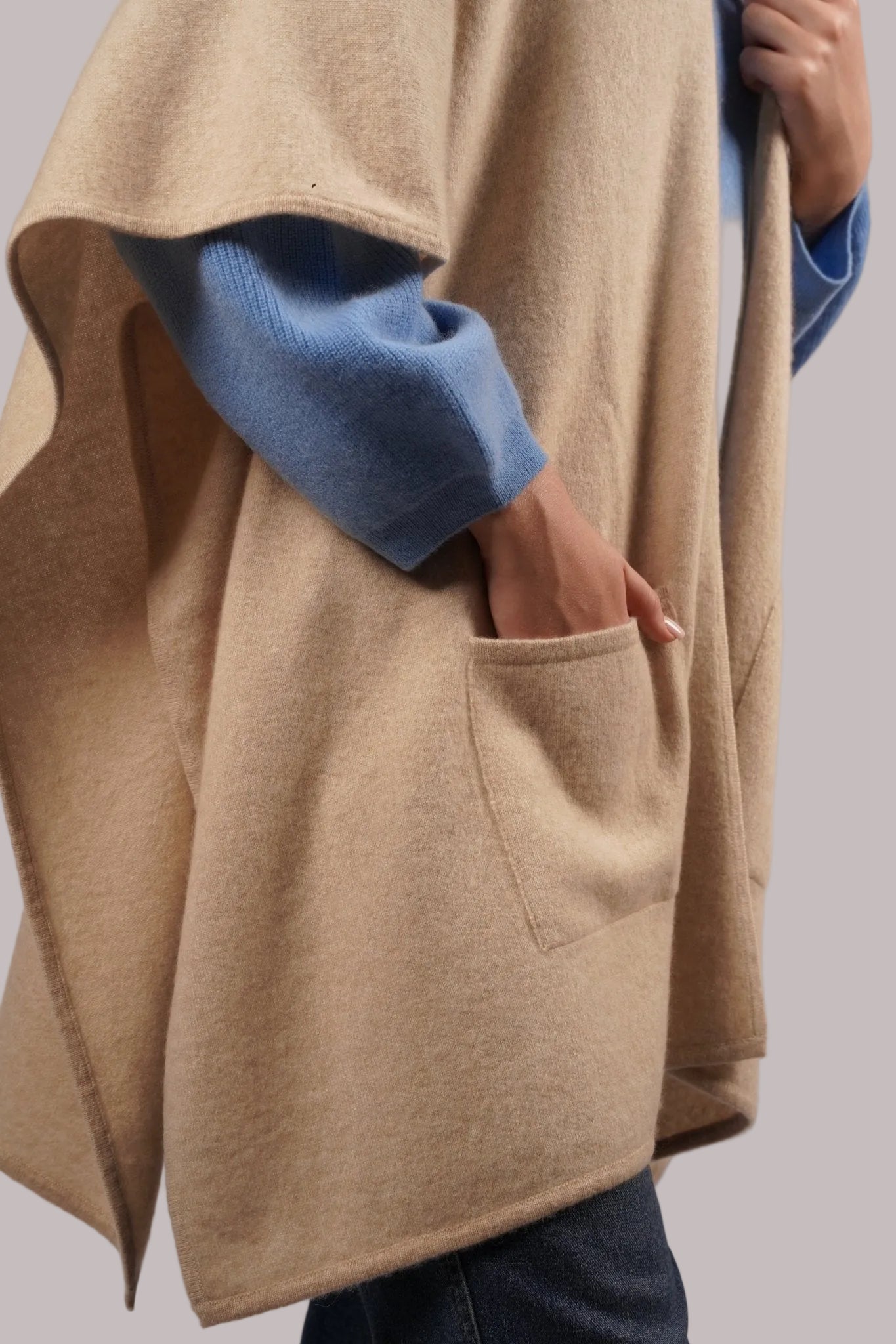 Cashmere Poncho - Blue Sky Cashmere