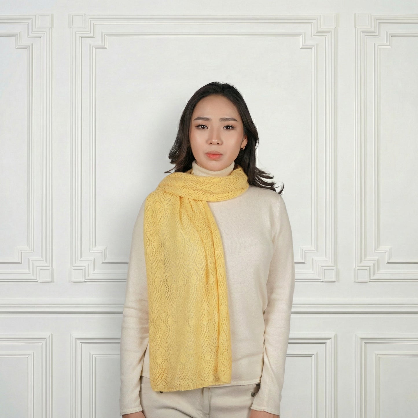 Cashmere Print Scarf - Blue Sky Cashmere