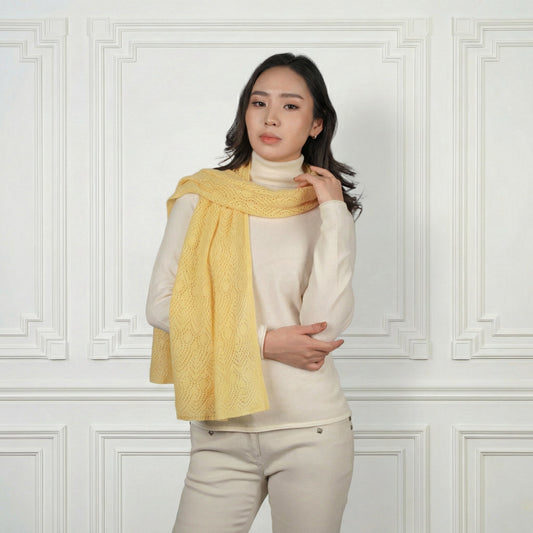 Cashmere Print Scarf - Blue Sky Cashmere