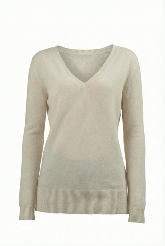 Classic V - Neck Cashmere Sweater - Blue Sky Cashmere