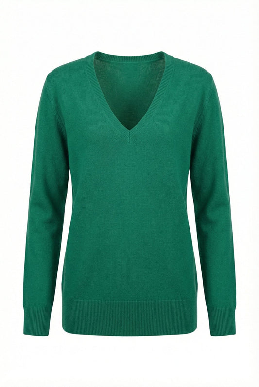 Classic V - Neck Cashmere Sweater - Blue Sky Cashmere