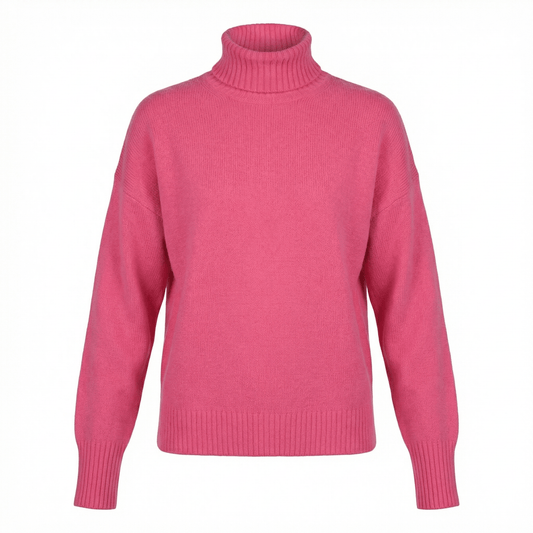 Embroidered Cashmere Turtleneck - Blue Sky Cashmere