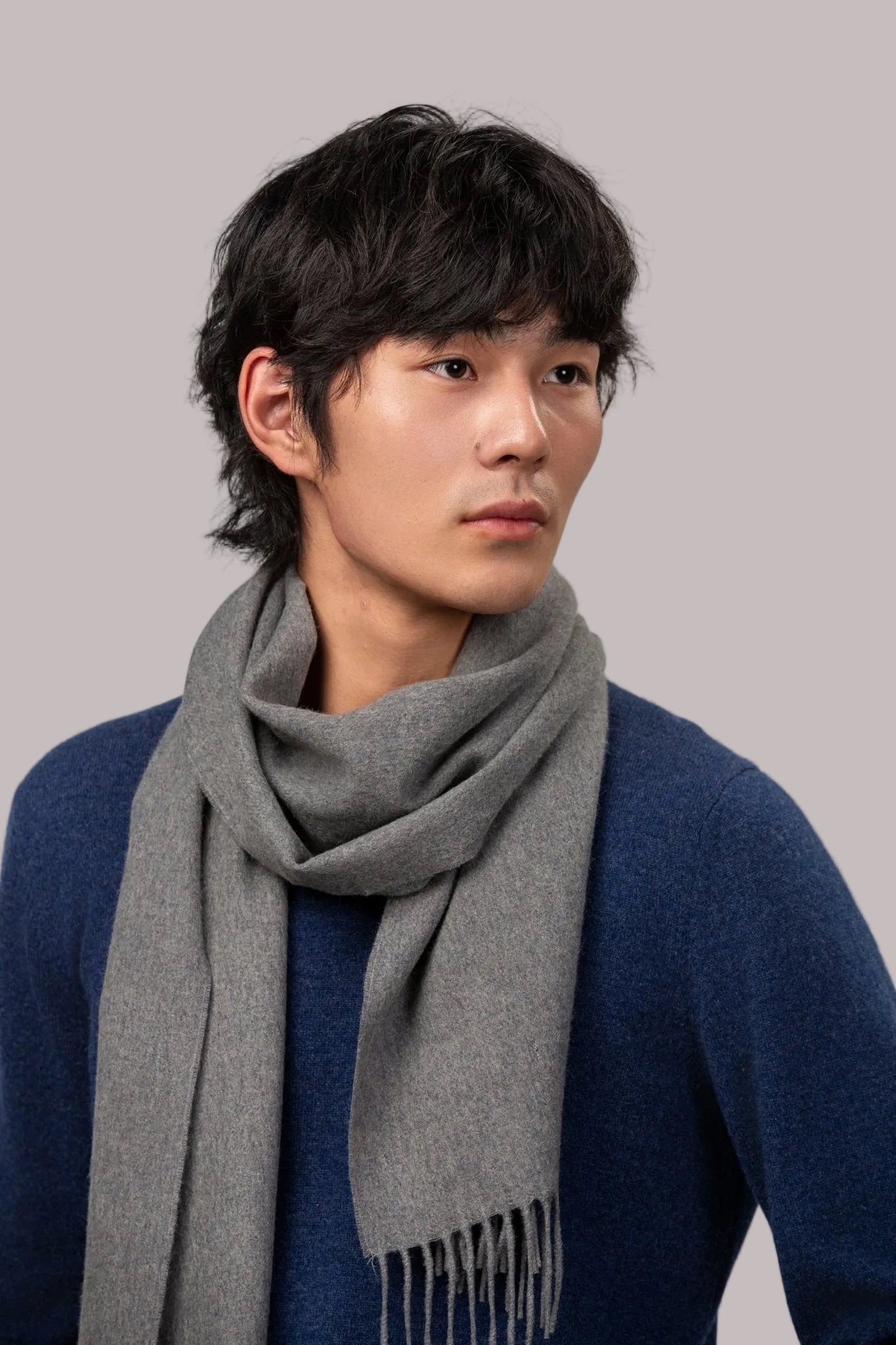 Fringed Camel Scarf - Blue Sky Cashmere