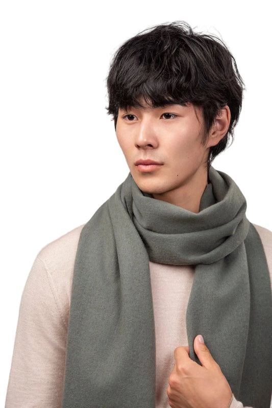 Fringed Cashmere Scarf - Blue Sky Cashmere