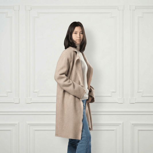 Giselle Unstructured Wool Coat - Blue Sky Cashmere