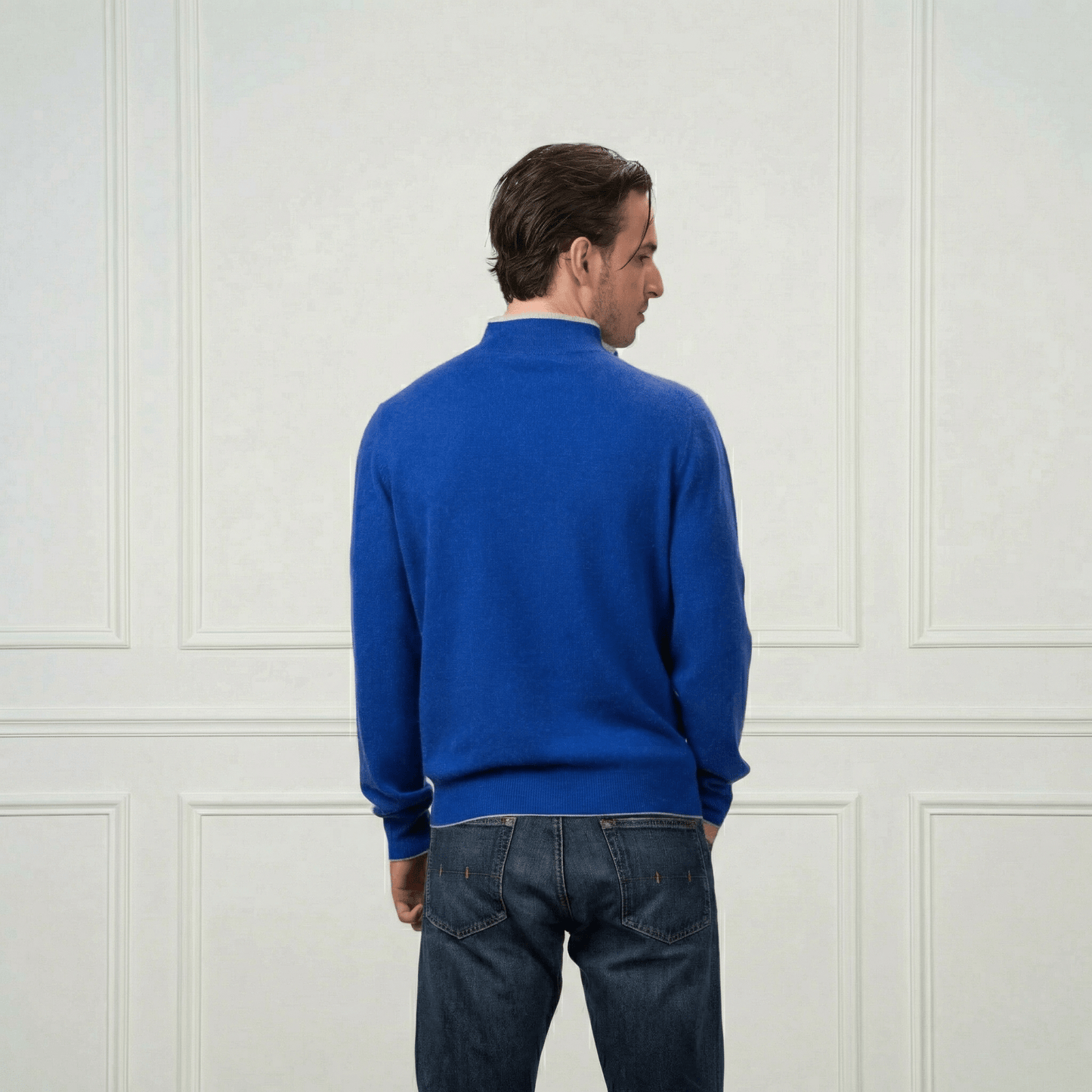 Hugo Half - Zip Cashmere Sweater - Blue Sky Cashmere