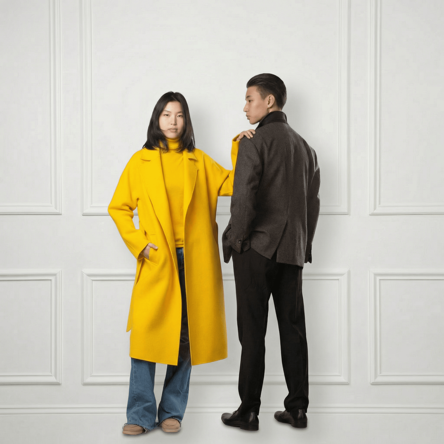 Isabella Belted Wool Coat - Blue Sky Cashmere