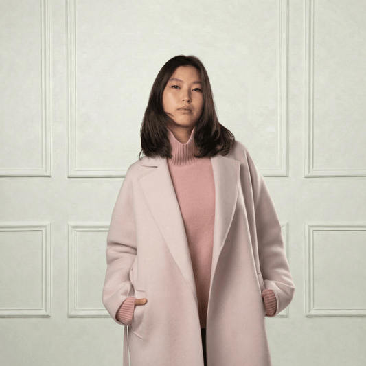 Isabella Belted Wool Coat - Blue Sky Cashmere