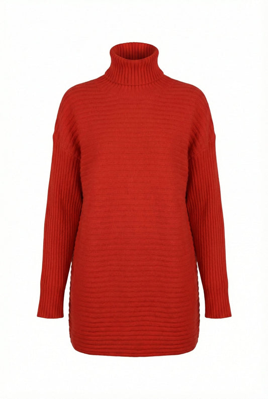 Lena Ribbed Cashmere Turtleneck - Blue Sky Cashmere