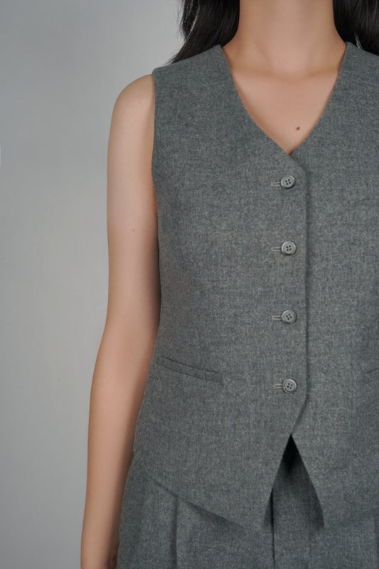 Mira Sheep Wool Vest - Blue Sky Cashmere