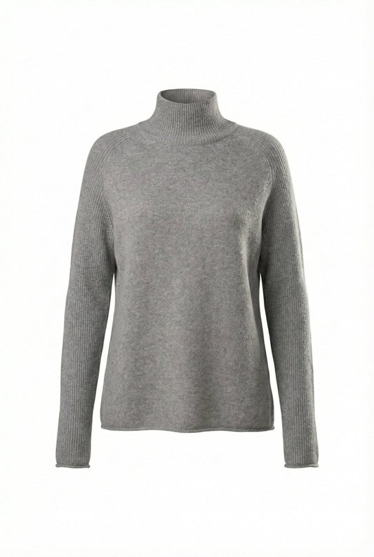 Natalia Staple Cashmere Turtleneck - Blue Sky Cashmere