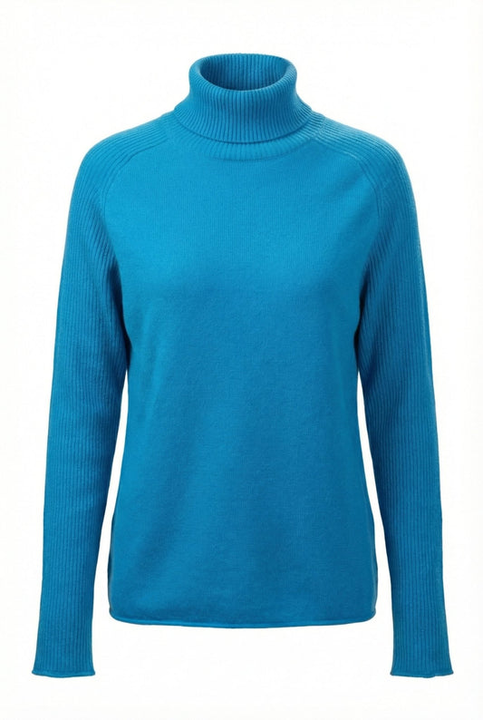 Natalia Staple Cashmere Turtleneck - Blue Sky Cashmere