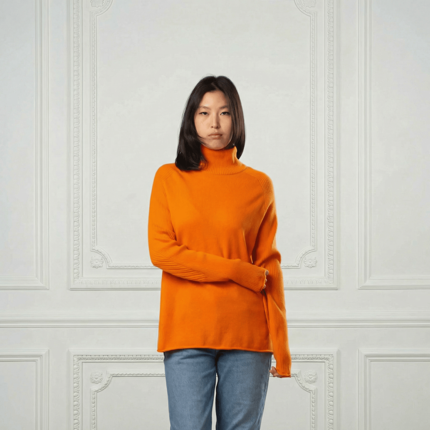 Natalia Staple Cashmere Turtleneck - Blue Sky Cashmere