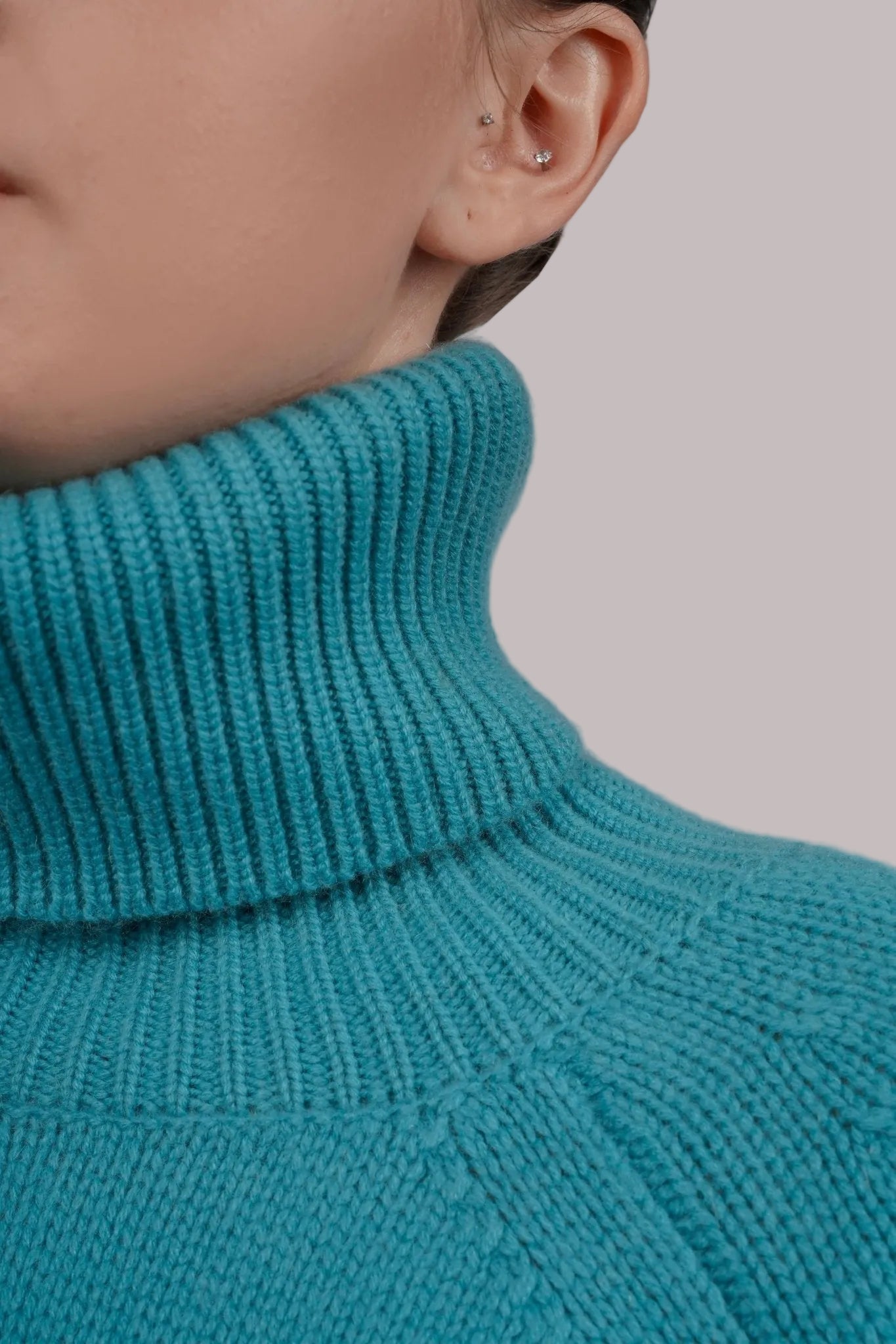 Patterned Cashmere Turtleneck - Blue Sky Cashmere