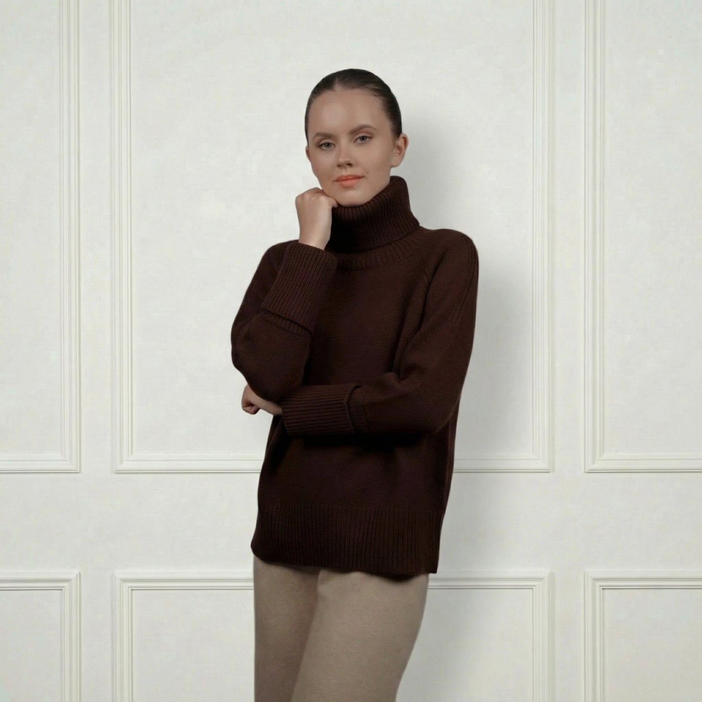 Patterned Cashmere Turtleneck - Blue Sky Cashmere