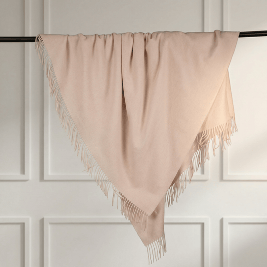 Sheep Wool Throw Blanket - Blue Sky Cashmere