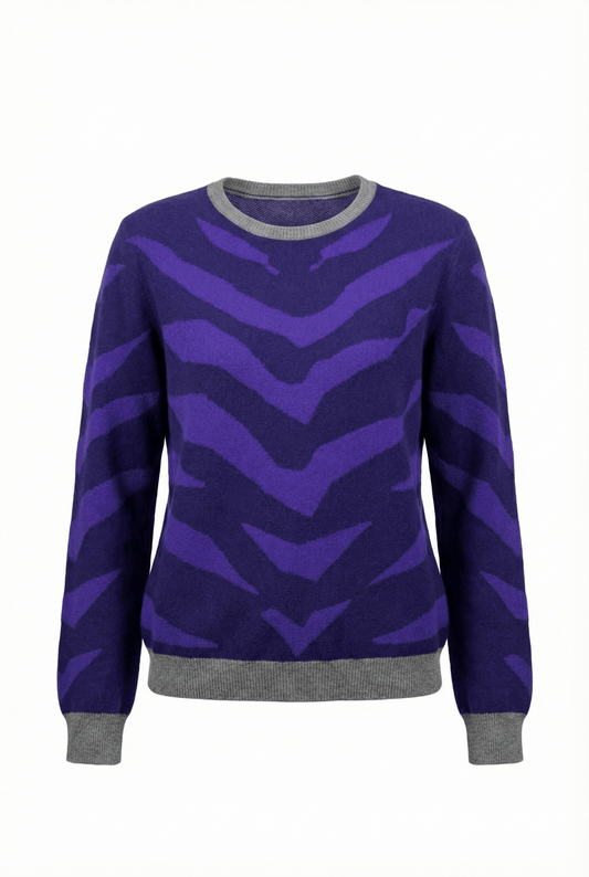 Tigris Cashmere Rounded Neck Sweater - Blue Sky Cashmere