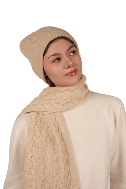 Victoria Cashmere Knitted Beanie - Blue Sky Cashmere