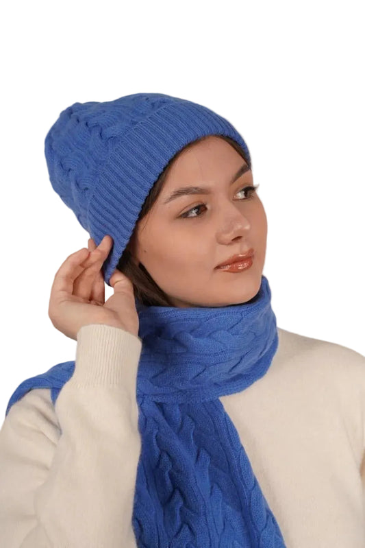 Victoria Cashmere Knitted Beanie - Blue Sky Cashmere