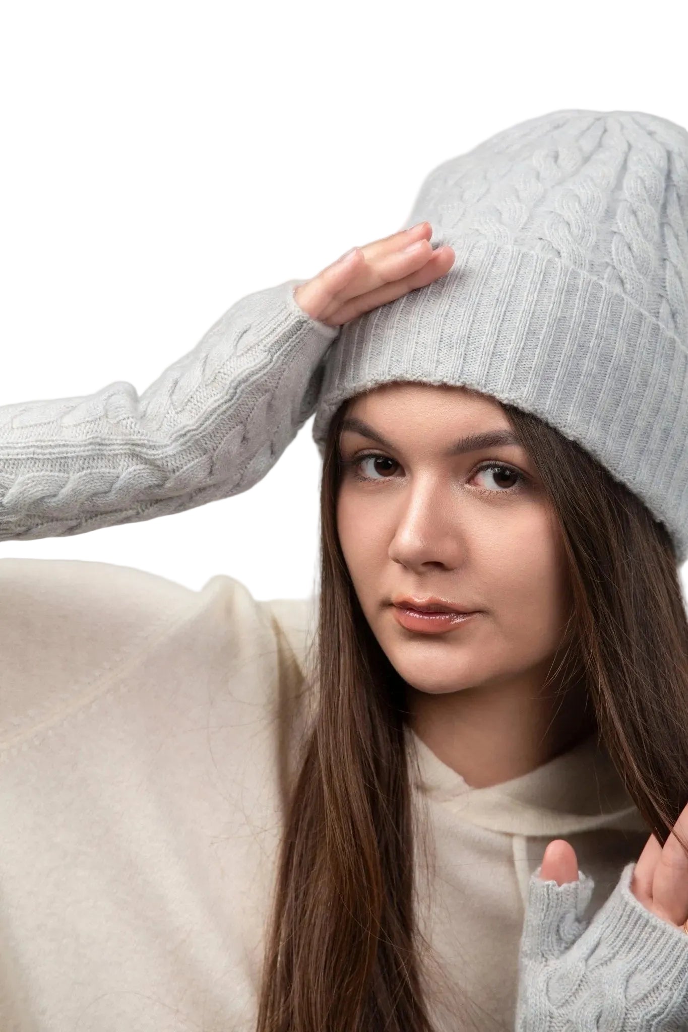 Victoria Cashmere Knitted beanie - Blue Sky Cashmere