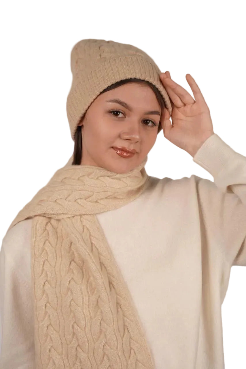 Victoria Cashmere Knitted Beanie - Blue Sky Cashmere