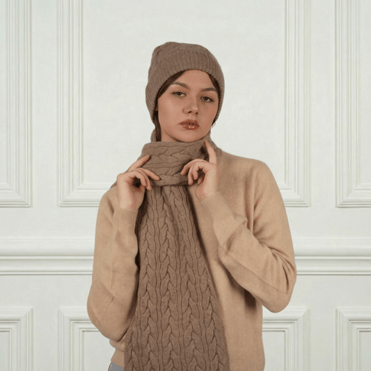 Victoria Cashmere Knitted Scarf - Blue Sky Cashmere