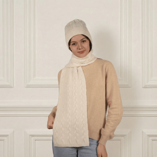 Victoria Cashmere Knitted Scarf - Blue Sky Cashmere