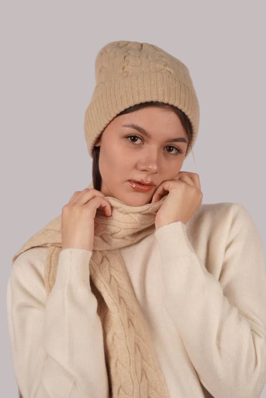 Victoria Cashmere Knitted Scarf - Blue Sky Cashmere