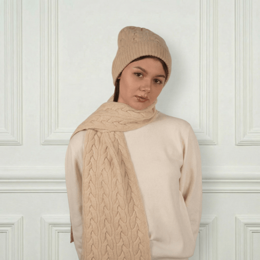 Victoria Cashmere Knitted Scarf - Blue Sky Cashmere