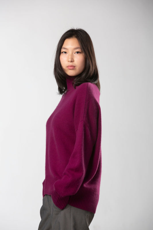 Diana Ribbed Cashmere Mock Turtleneck