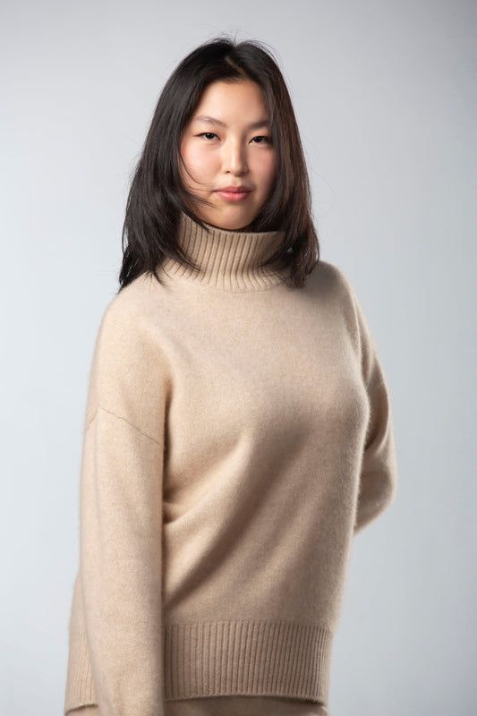 Diana Ribbed Cashmere Mock Turtleneck