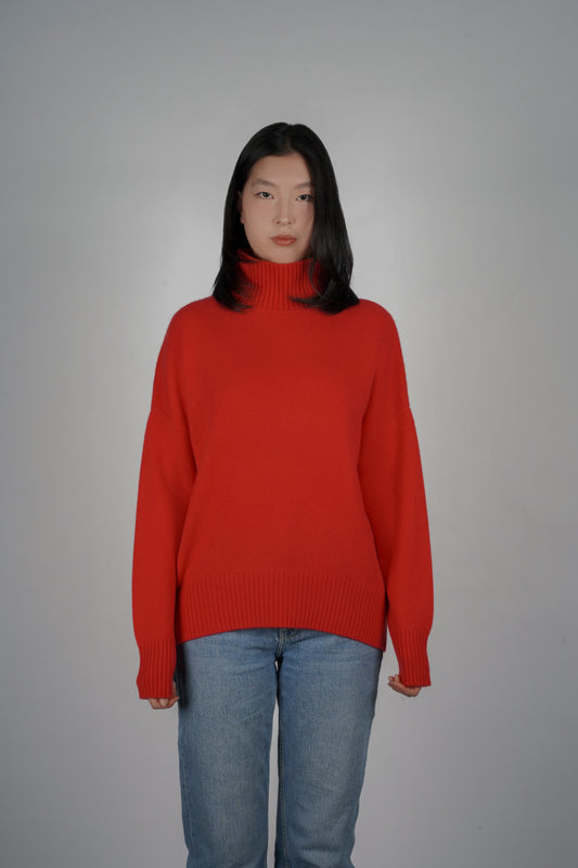 Diana Ribbed Cashmere Mock Turtleneck