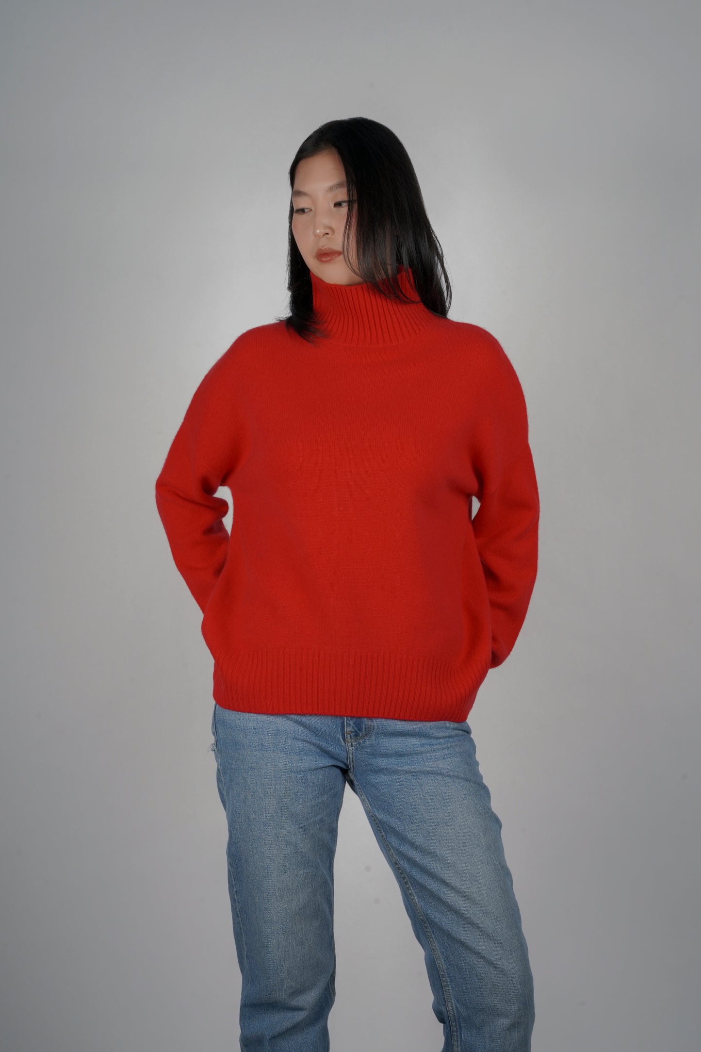 Diana Ribbed Cashmere Mock Turtleneck