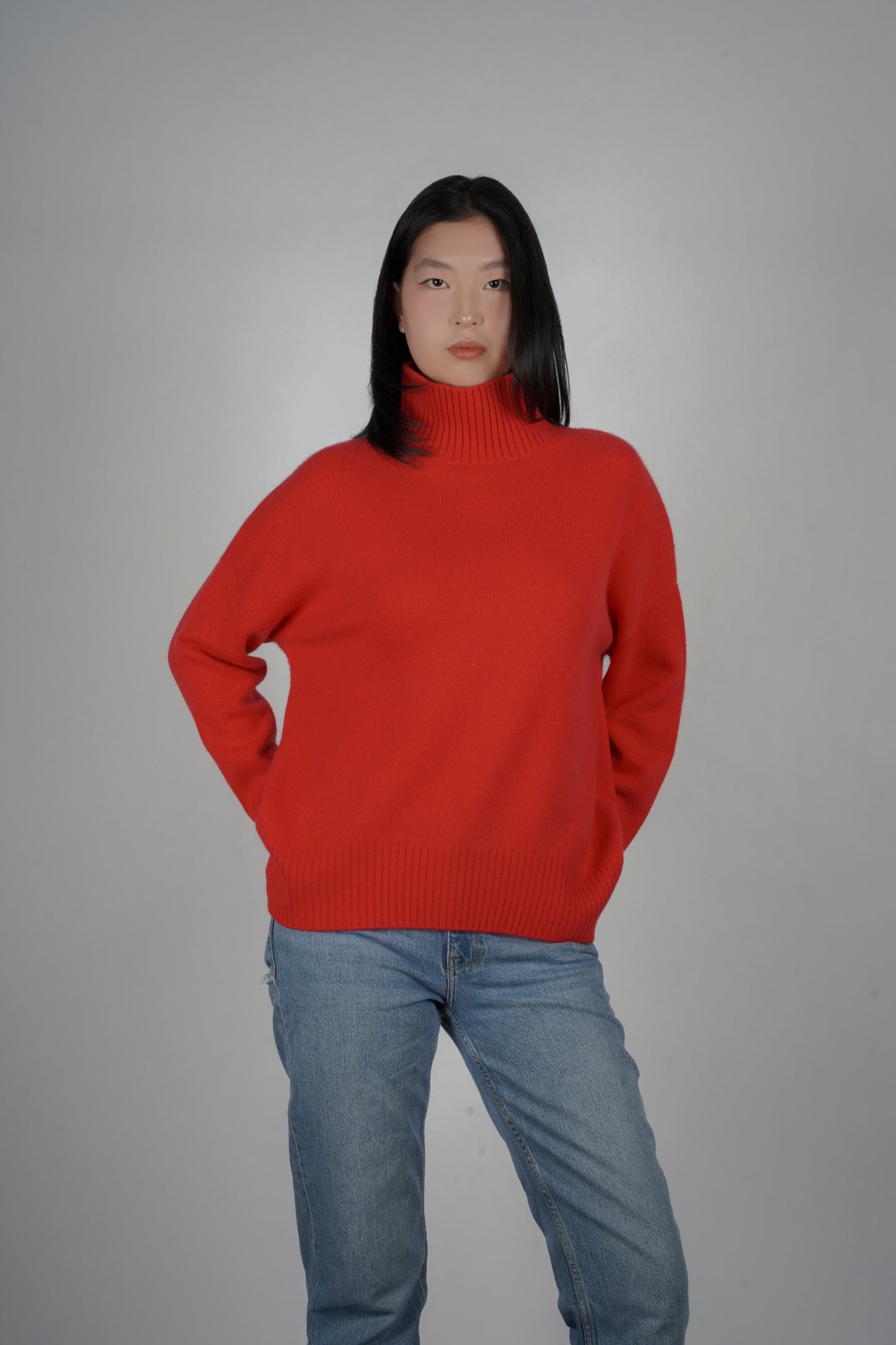 Diana Ribbed Cashmere Mock Turtleneck