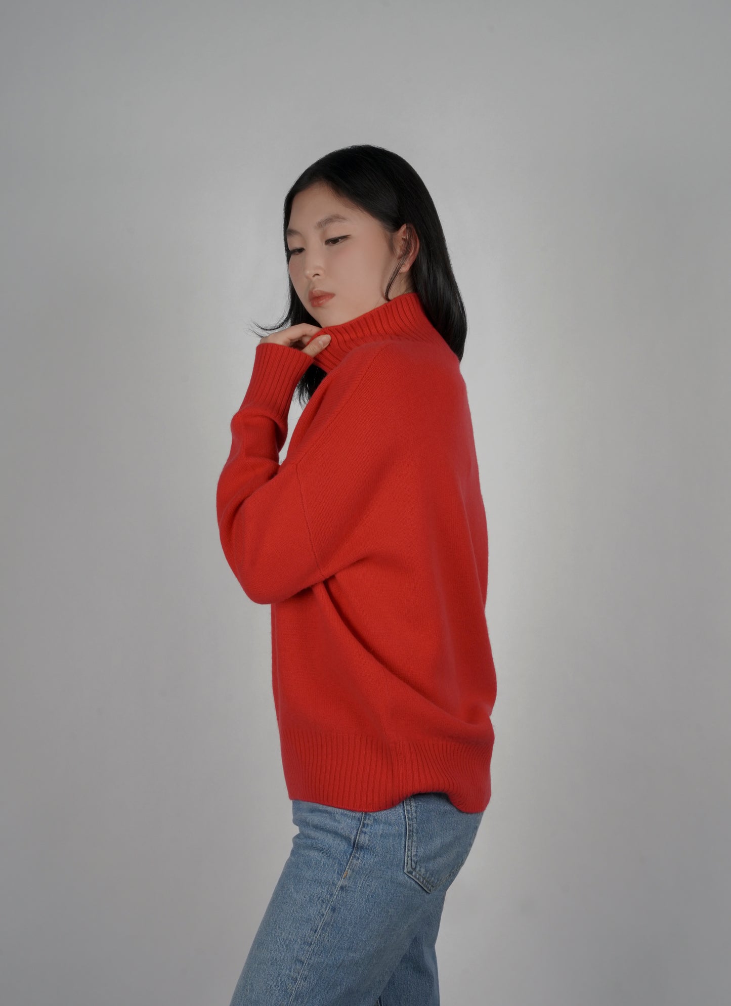 Diana Ribbed Cashmere Mock Turtleneck