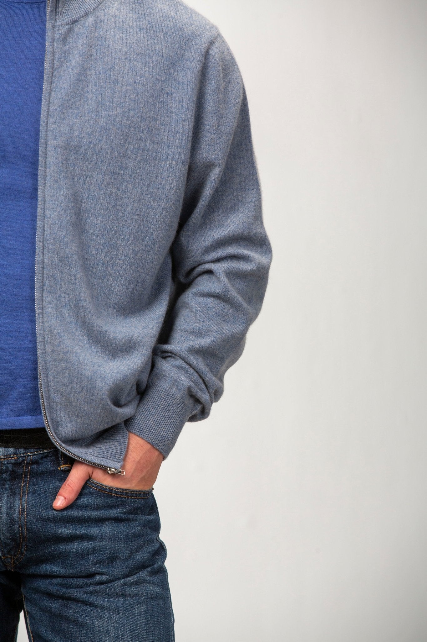 Alexander Zipper Cashmere Sweater - Blue Sky Cashmere