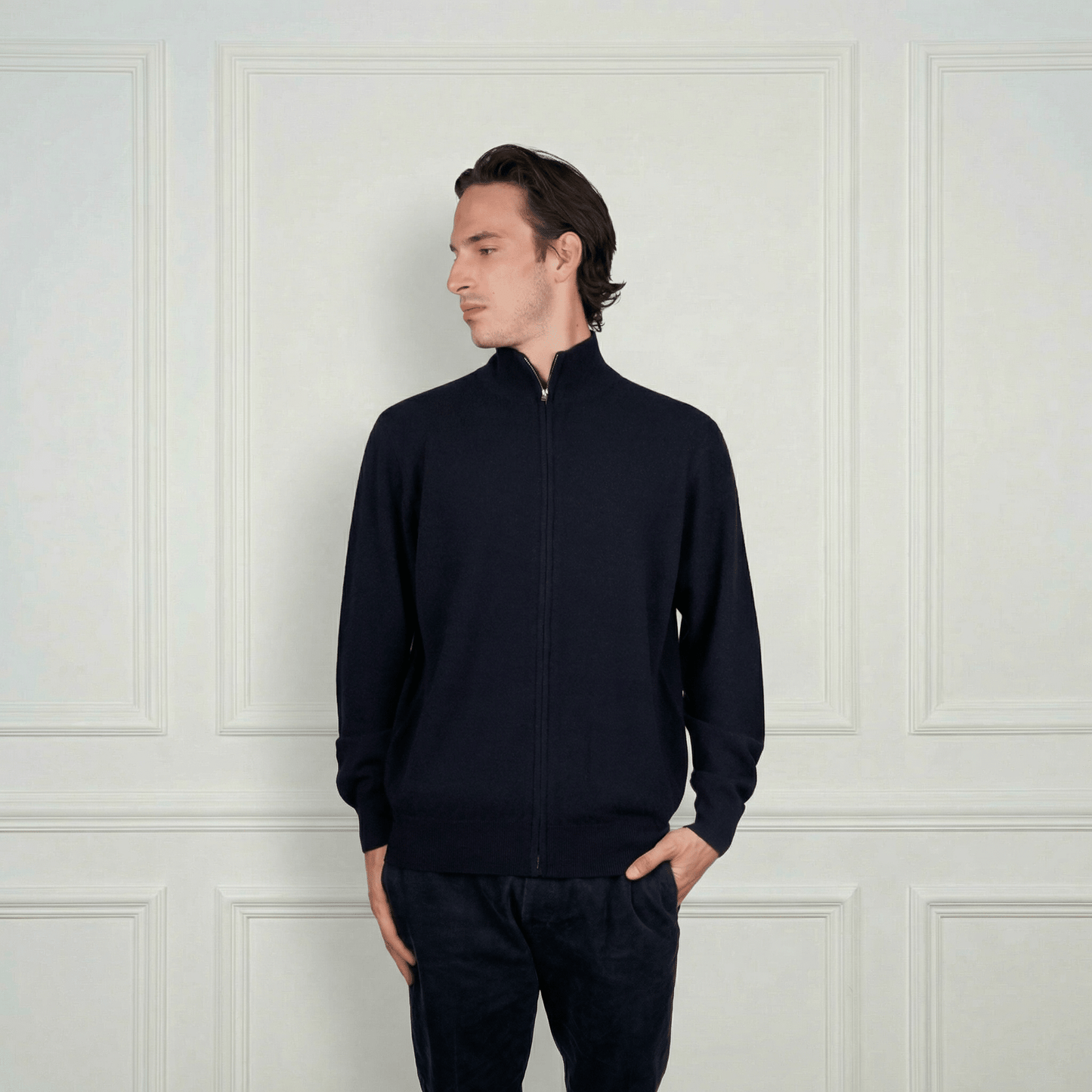 Alexander Zipper Cashmere Sweater - Blue Sky Cashmere