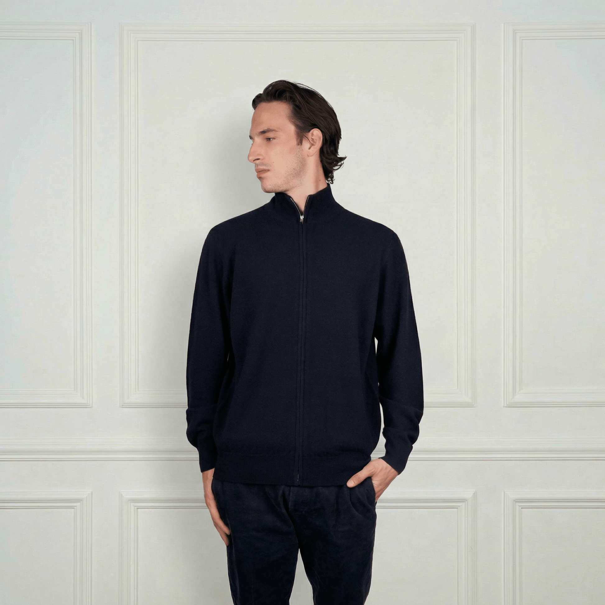 Alexander Zipper Cashmere Sweater - Blue Sky Cashmere