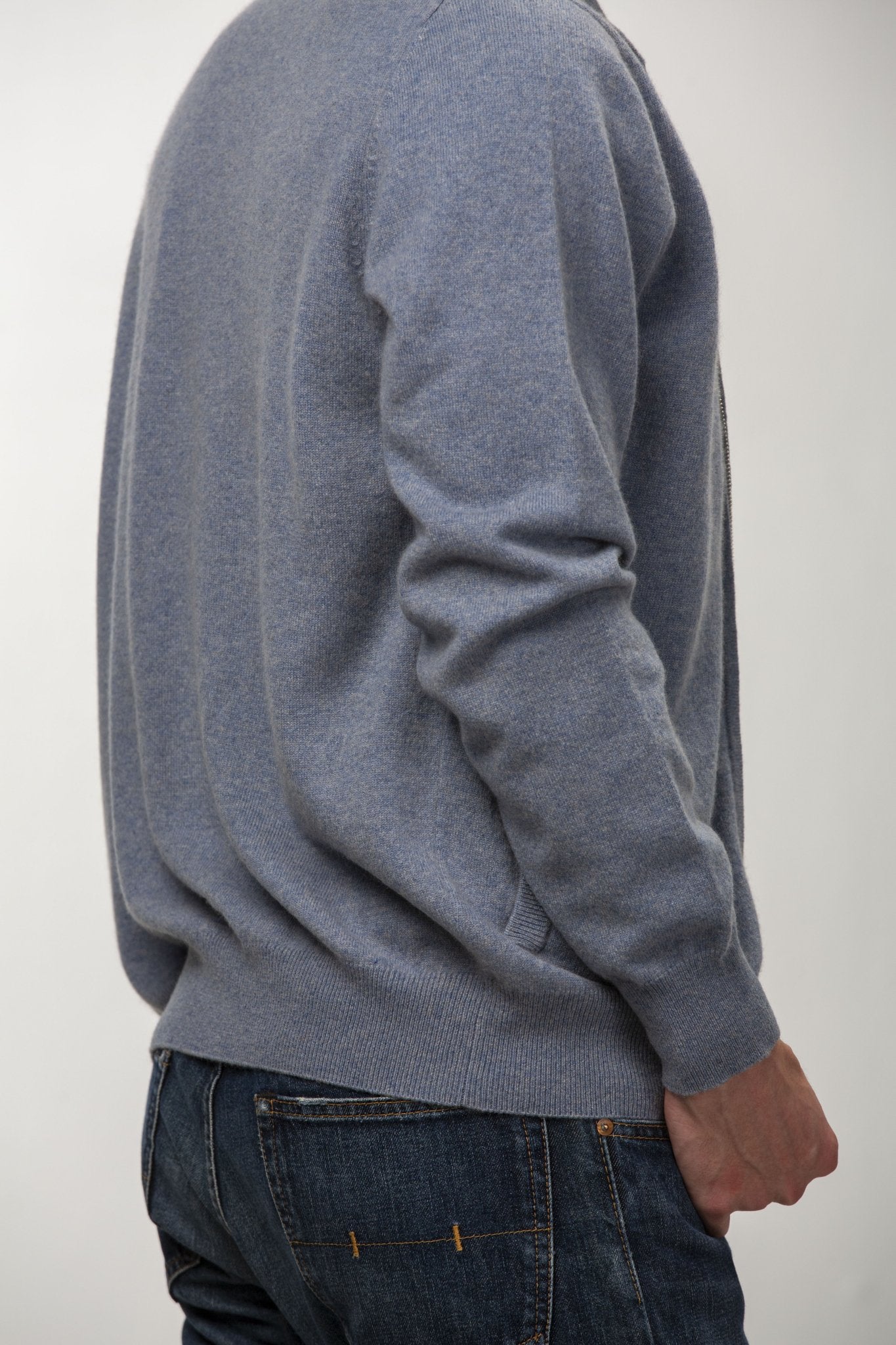 Alexander Zipper Cashmere Sweater - Blue Sky Cashmere