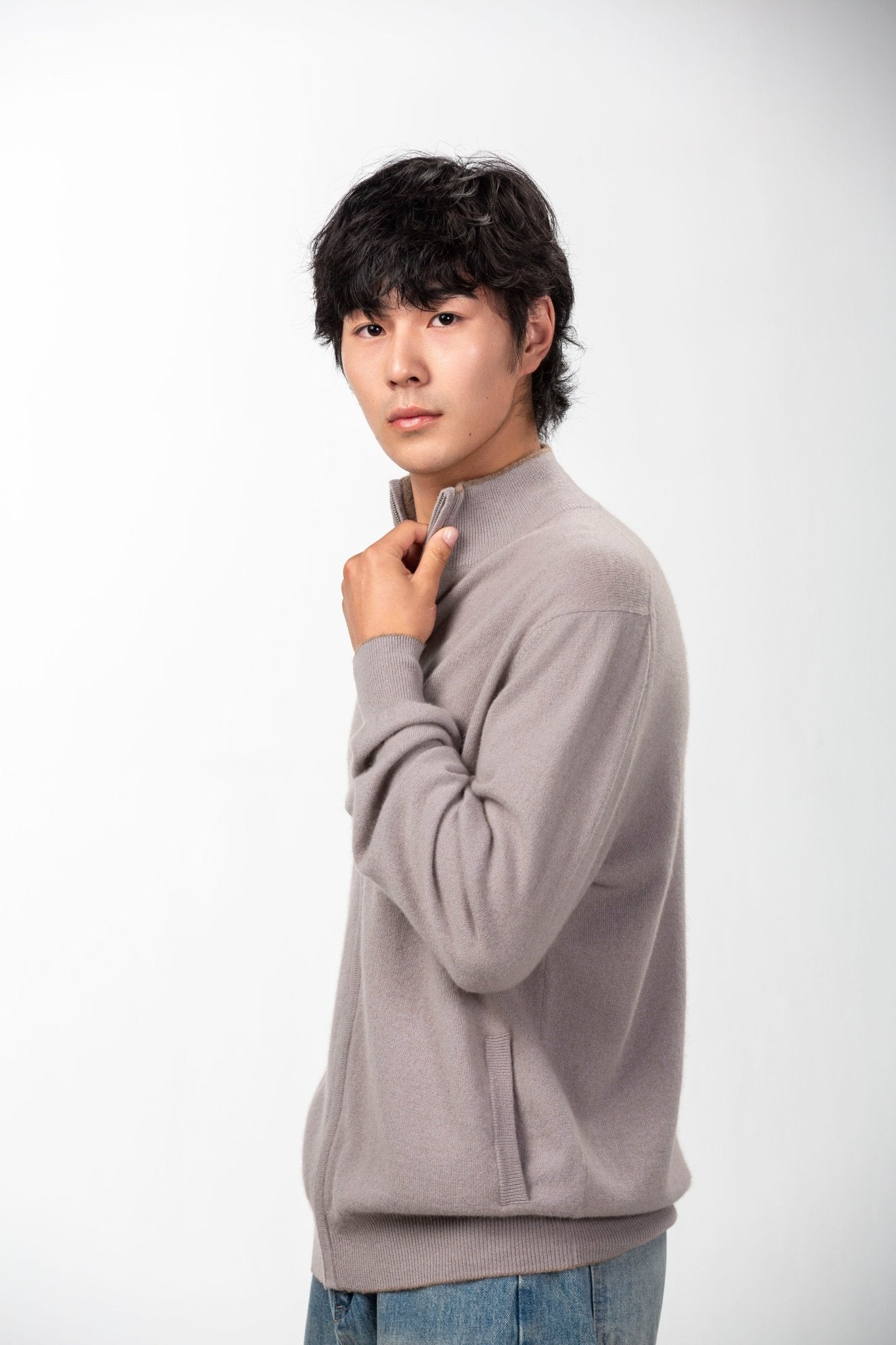 Alexander Zipper Cashmere Sweater - Blue Sky Cashmere