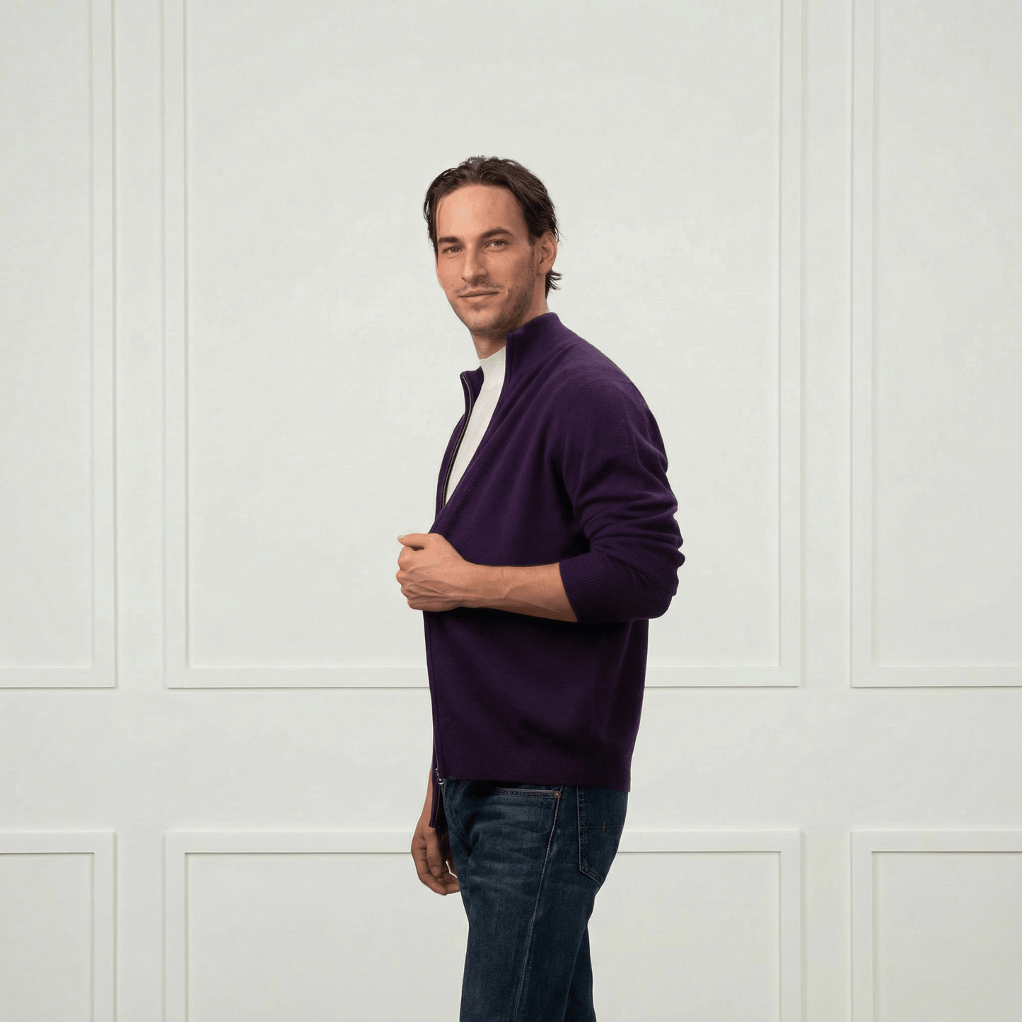 Alexander Zipper Cashmere Sweater - Blue Sky Cashmere