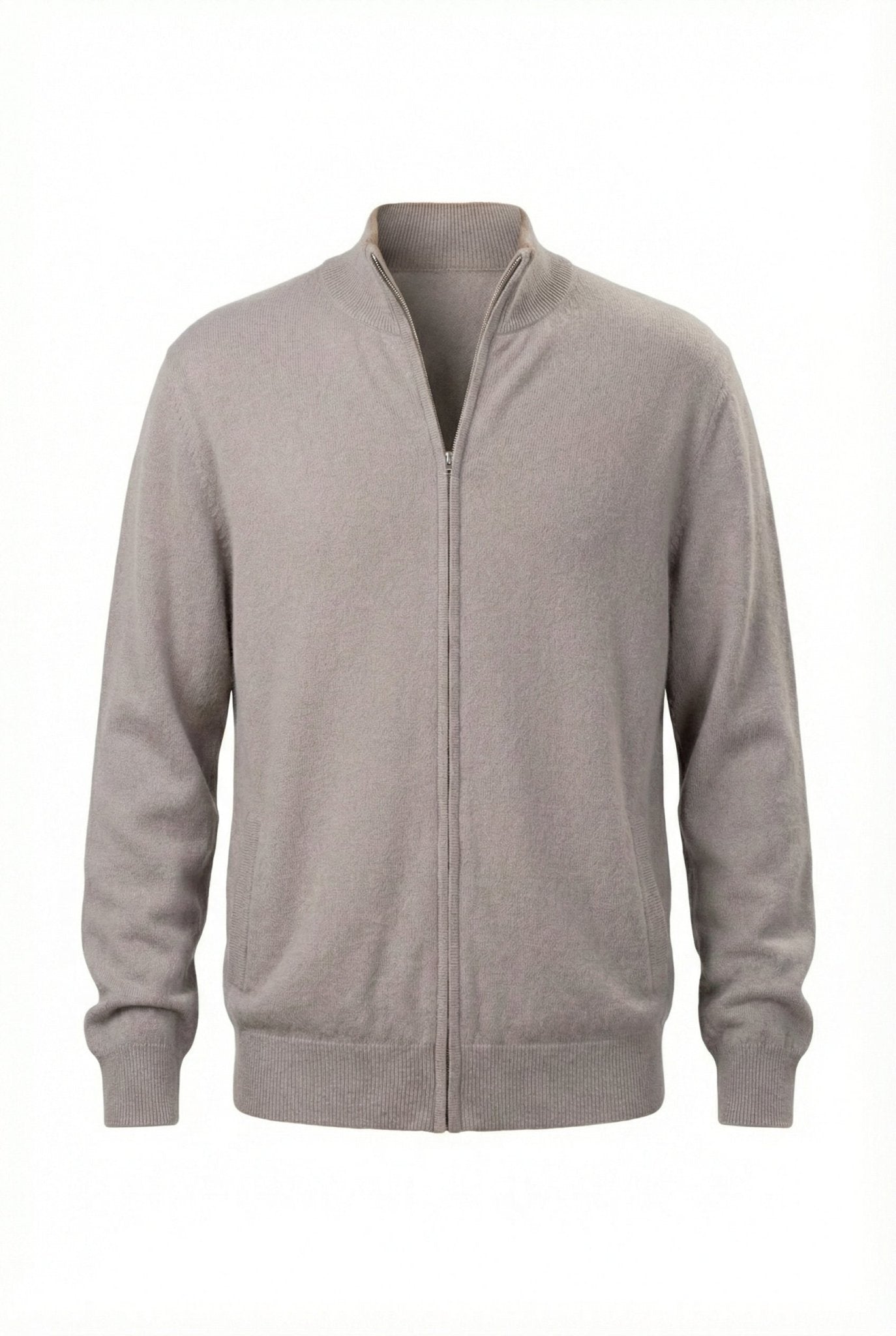 Alexander Zipper Cashmere Sweater - Contrasting Collar - Blue Sky Cashmere