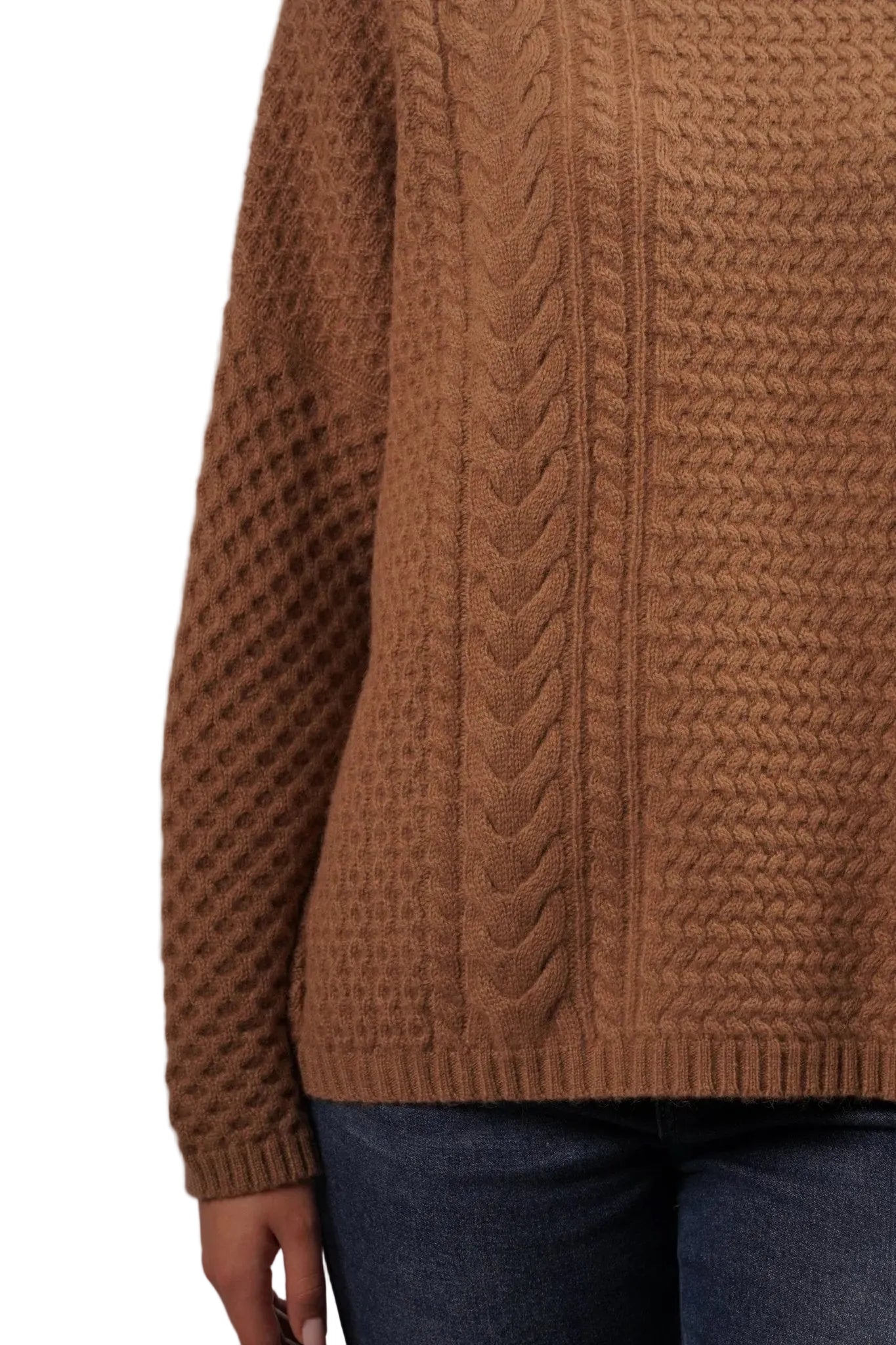 Anya Braid - Knit Cashmere Turtleneck - Blue Sky Cashmere