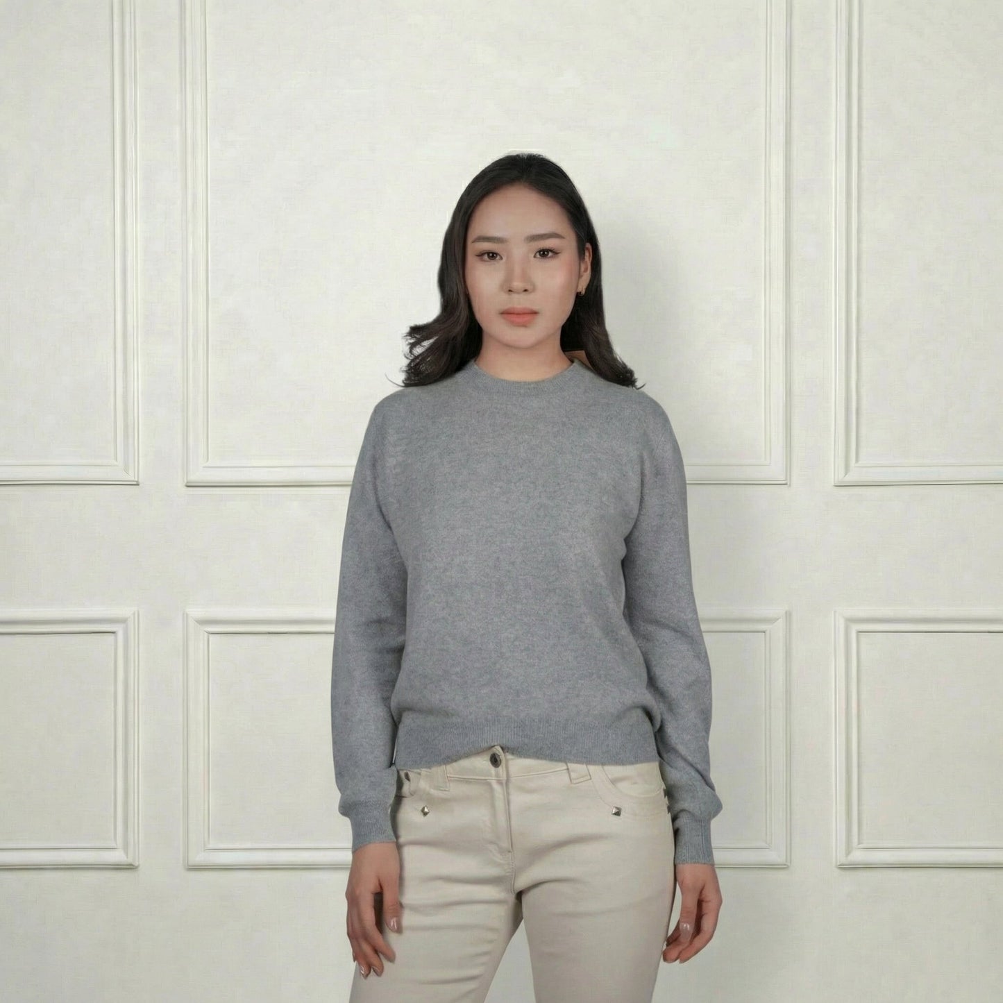 Arabella Cashmere Rounded Neck Sweater - Blue Sky Cashmere