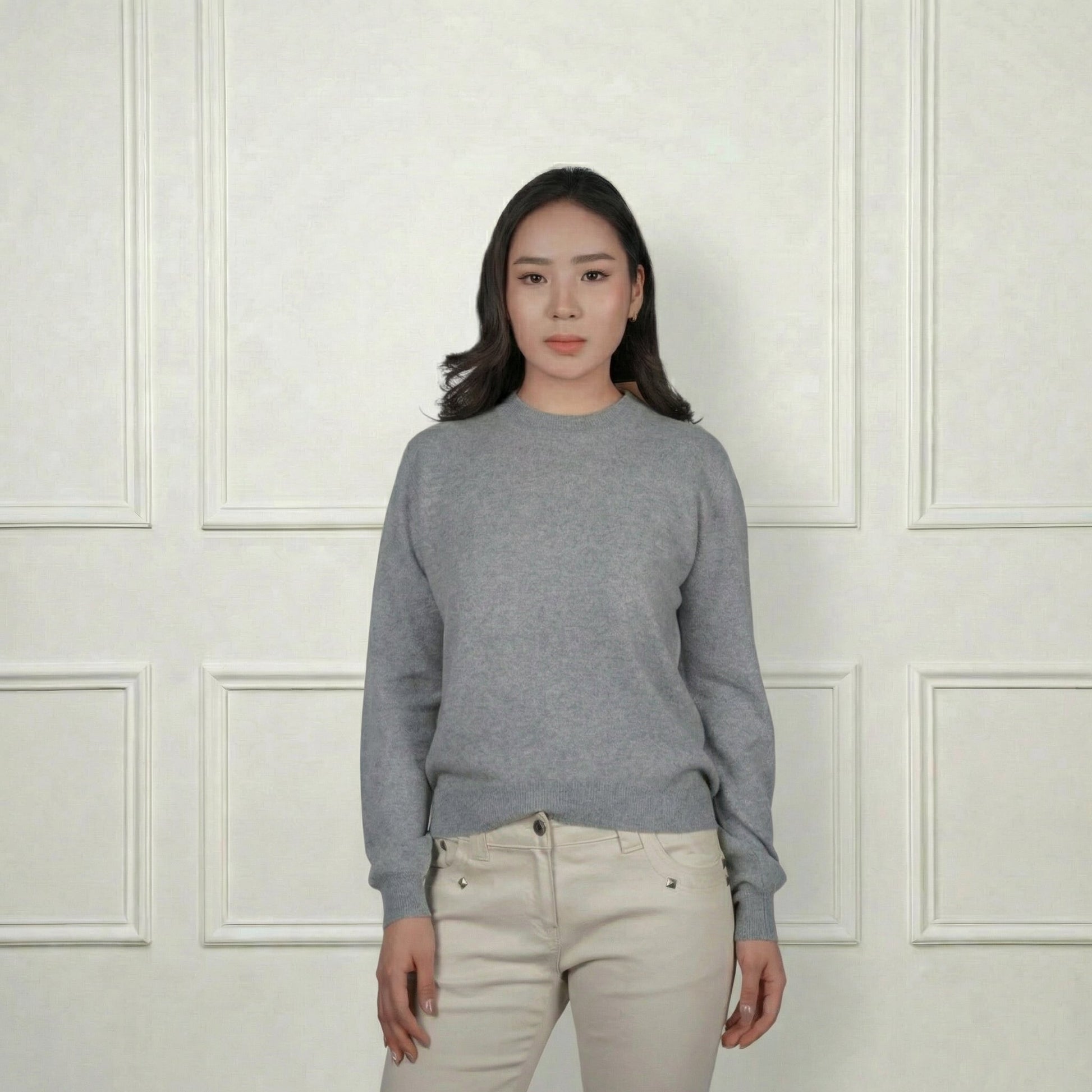 Arabella Cashmere Rounded Neck Sweater - Blue Sky Cashmere